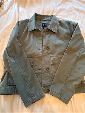 GAP Olive Green Button-Front Utility Jacket